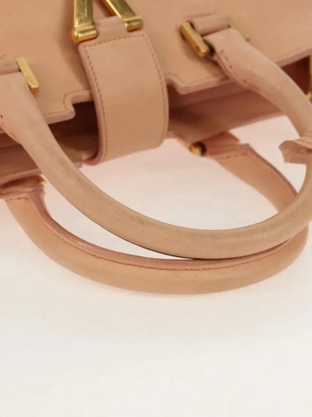 SAINT LAURENT Petit Kabas Hand Bag Leather 2way Pink Gold Auth - Picture 12 of 15